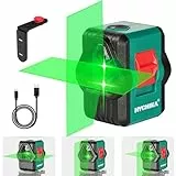 HYCHIKA Nivel Láser Verde 45M, USB Carga, Láser Autonivelante, IP54 en Exteriores, 2 Láser Módulo Línea Cruzado Vertical/Horizontal, Soporte Magnético, 360°Rotante