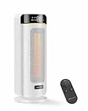 MYCARBON Calefactor Bajo Consumo 1000W/1900W con Pantalla LED TEMP Ajustable 5℃-35℃ 32dB Modo ECO Timer 12h Oscilación 70° Estufa Eléctrica con Apagado Automático y Control Remoto (Blanco)