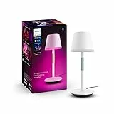 Philips Hue Go Portable - Lámpara de mesa inteligente portátil, lámpara de mesa led recargable, Luz Blanca y de Colores, para interior y exterior (IP20/54), Compatible con Alexa y Google Home, blanca
