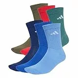 adidas Unisex adulto CUSHIONED CREW SOCKS 6 PAIR PACK, Dark Blue/Royal Blue/Olive Strata/Pure Ruby, 8.5-10
