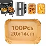 Papel para Freidora de Aire, 100 Piezas Engrosado 20x14cm Rectangular Papel de Horno Accesorios Compatible con Ninja AF300EU AF400EU SL400EU y Otras Dual Double Stack Air Fryer