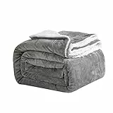 Good Nite Mantas 130x150cm, Manta y Colchas, Mantas para Sofa, Manta de Franela Sherpa Gruesa de Invierno Blanket (Gris)