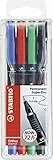 STABILO Marcador permanente OHPen - Estuche con 4 colores - Punta superfina