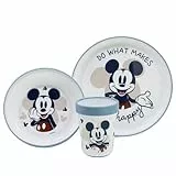 SET 3 PCS VAJILLA PREMIUM BICOLOR ANTIDESLIZANTE MICKEY MOUSE FULL OF SMILES