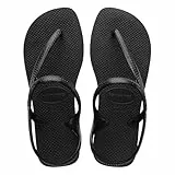 Havaianas - Flash Urban, Sandalias Cómodas, Elegantes y Versátiles, Cierre en Tobillo, Tiras Metálicas Cruzadas, Mujer, Negro, 39/40 EU