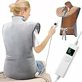 Manta Electrica Espalda y Cuello,61×94 cm Esterilla Electrica mit 4-Stunden-Timer und 6 Heizstufen, Almohadilla Electrica Lumbar con Mando a Distancia Digital, Apagado Automático, Lavable a Máquina