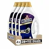 Micolor, Gel Oscuros Intensos, Jabón líquido para lavadora con tecnología de reparación de fibras, Jabón para ropa, 1,4 l (Paquete de 4)