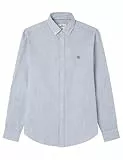 Springfield Striped Cotton Slub Shirt Camisa A Rayas, Azul, M para Hombre