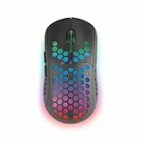 Mars Gaming MMW3, Ratón Gaming Inalámbrico Ultraligero Hive, RGB Flow, Sensor 3200 dpi, Switches Mecánicos HUANO, Batería Recargable, 2.4G USB, Negro