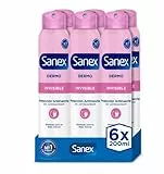 Sanex Dermo Invisible Desodorante Spray, Pack 6 Uds x 200 ml, Antitranspirante con hasta 72H de Protección contra el Sudor y el Olor, Protección Antimanchas, Restaura el pH Natural de la Piel