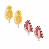 Lékué Pack 4 Moldes helado forma frutas tropicales multicolor, 18,5 x 8 x 11,6 cm, silicona platino