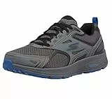 Skechers Go Run Consistent, Zapatillas de trail running Hombre, Charcoal Leather Synthetic Blue Trim, 43.5 EU