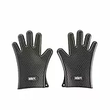 Weber Guantes de Silicona para barbacoa, 1 par, resistentes al aalor y al agua, reutilizables, material seguro para alimentos, fácil de limpiar - Negro (7017)