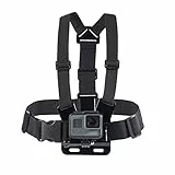 Amazon Basics Arnés de Pecho Ajustable para GoPro y Cámaras de Acción, Ligero y Cómodo, Negro