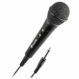 NGS Singer Fire - Micrófono Vocal Dinámico, Micrófono con Cable de 3 Metros, Conexión Jack 6,3mm y Botón On/Off