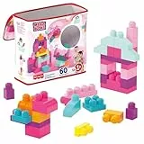 Mega BLOKS Juego de construcción Big Building Bag con 60 Bloques de construcción Grandes y Coloridos y 1 Bolsa de Almacenamiento, para niños de 1 año en adelante, Modelo Surtido, DCH54