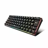 KROM Kyara Teclado Gaming Mecánico 60% con Iluminación RGB, Triple Conectividad: Bluetooth 5.0, 2.4GHz y Cable USB-C, Switches Hot-Swap, Layout Español, Compacto y Ligero, Color Negro