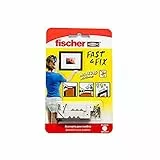 fischer - Colgador Cuadros Recto Fast & Fix | Montaje sin Taladro ni Martillo | Reutilizable y Sin Marcas | Hasta 16 Kg de Carga con 2 Ganchos | Ideal para Madera | 10 uds | Blanco