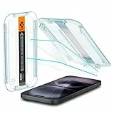 Spigen Glas.tR EZ Fit Protector Pantalla para iPhone 16, iPhone 15, 2 Unidades, Instalación Fácil, Alta Definicion, Dureza 9H