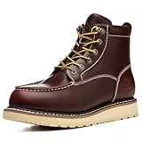 SL-Saint impermeable suave Moc Toe hecho a mano de moda clásica botas de trabajo para los hombres,Goodyear-welted Industrial&Construcción Senderismo Cuña 6'' Negro/Marrón (Marrón, 39)