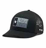 Columbia - Gorra de Malla con Bandera de Corona Alta PFG, Black/Black/Texas Fish, Talla L/XL