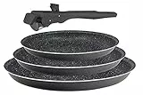 BERGNER | Juego de Sartenes de 3 Piezas | Aluminio Prensado y Antiadherente | Incluye 3 Sartenes de 20, 24 y 28 cm | con Mango Ergonómico Extraíble | para Todo Tipo de Cocinas y Horno