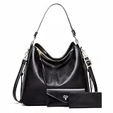 BestoU Bolsos de Mujer Bolso Bandolera Tote Grande De Hombro Bolsos PU Cuero Bolsos Billetera 3pcs Set (Negro)