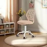 FurnitureR Silla de Escritorio para niños, Silla giratoria de Altura Ajustable con diseño de Respaldo de Agujero pequeño, Adecuada para Dormitorio de niños o Sala de Estudio, Color Rosa