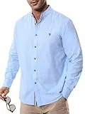Suwangi Camisa para Hombre Camisa de Manga Larga de Algodón Camisa de Casual con Botónes