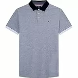 Hackett London Woven Collar Polo Camisa, Gris Claro, S para Hombre