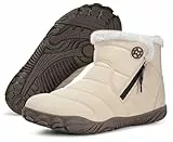 Gaatpot Barefoot Botas de Nieve Mujer Botines de Invierno Cálidas Forradas Zapatillas Minimalistas Pies Ancho Antideslizante Beige 40