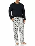 Amazon Essentials Conjunto de Pijama con Pantalón de Franela y Camiseta de Manga Larga Hombre, Negro/Pingüino, L