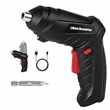 Flintronic Atornillador Eléctrico 3.5N.m, Recargable Destornillador y Carga USB Cable, 1300 MAh 3.6 V + 1 Taladros, 2 Direcciones de Rotación y Lámpara LED, para Artesanos