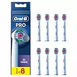 Oral-B Pro 3D White Recambios para Cepillo de Dientes Eléctrico, Pack de 8 Cabezales, Blanco - Originales