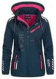 Geographical Norway Romantic Turbo-Dry - Chaqueta para mujer (softshell, con capucha extraíble) (Azul, L)