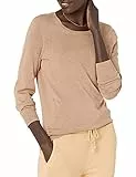 Amazon Essentials Jersey de Cuello Caja Ligero de Manga Larga (Disponible en Tallas Grandes) Mujer, Camel Mezcla, M