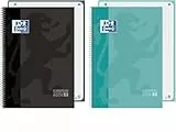Oxford, Cuadernos A4, Pack 2 Libretas A4 Microperforadas Europeanbook 1, Tapa Extradura, Espiral, Cuadrícula 5x5, Color Ice Mint y Negro
