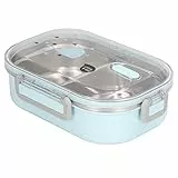 Aoresac 304 Caja de Lonchera de Acero Inoxidable, Contenedor Portátil de Fugas para Fugas de Caja de para Niños, Caja de Almuerzo Aislada de Estilo (Pescado Azul Transparente)