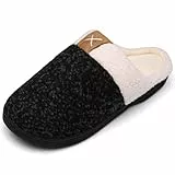 Mishansha Zapatillas de estar por casa hombre mujer Cálido Espuma de Memoria Invierno Pantuflas,Negro,42/43