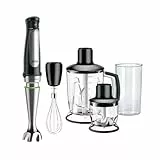 Braun Hogar Batidora de mano, 4 accesorios (minipicadora 350 ml, batIdora de vaso 1.25 L, varillas, vaso medidor 600 ml), velocidad automática, tecnología Active Blade, Negro, 7045, 4 Accesorios
