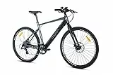 Moma Bikes E-ROAD28, Full Shimano Altus 8v, Frenos de Disco Hidráulicos, Batería Litio Samsung integrada y Extraible de 36V 10Ah