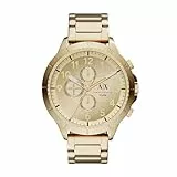 Armani Exchange Relojes de hombre, Movimiento de cuarzo cronógrafo y caja de 50 mm con correa de acero inoxidable, Tono Oro