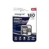 Integral Tarjeta Micro SD de 64GB vídeo 4K Velocidad de Lectura 180 MB/s y Velocidad de Escritura 150MB/s MicroSDXC A2 C10 U3 UHS-I 180-V30 Nuestra Tarjeta de Memoria SD de Alta Velocidad más rápida