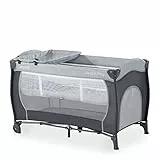 hauck Sleep N Play Center Cuna de Viaje Dos Alturas con Cambiador, Parque Infantil Bebe 120x60 cm, Parque Bebe, Cuna Viaje con Ruedas - Stone Gris