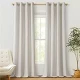 MRTREES Cortinas Dormitorio Lino Natural Translucidas Cortinas Salon Rusticas 2 Piezas Lindas Cortina Visillo con Ojales para Ventana Habitacion Juvenil Comedor Cocina Lino Twopage, 140x240 CM