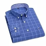 MAOAEAD Camisas Oxford para hombre, casual, de manga larga, de algodón, con botones, a cuadros, formal, de gran tamaño, tallas S ~ 7XL (500, 45/5XL)