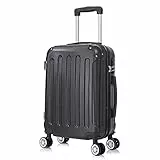 RAYKONG Maleta Cabina ABS 55x40x20cm (40L) - Trolley pequeña Equipaje de Mano - 4 Ruedas Dobles Giratorias 360ª - Negro