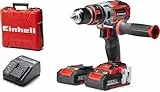Einhell Atornillador inalámbrico TE-CD 18 Li-i Brushless Power X-Change (con función de impacto, Li-Ion, 18 V, 2 velocidades, 60 Nm, luz LED, maletín, incl. 2 baterías de 2,0 Ah y cargador)