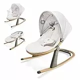 Kinderkraft ELSU Hamaca bebé 2 en 1, Silla macedora, Columpio bebe, Balancin para bebés 0-9 kg, Capota con mosquitera y 2 juguetes, Respaldo en 3 posiciones, increíblemente ligera - 2,5 kg