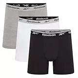 Reebok Hombres Bóxers Deportivos Negro/Blanco/Gris Paquete de 3 Grande